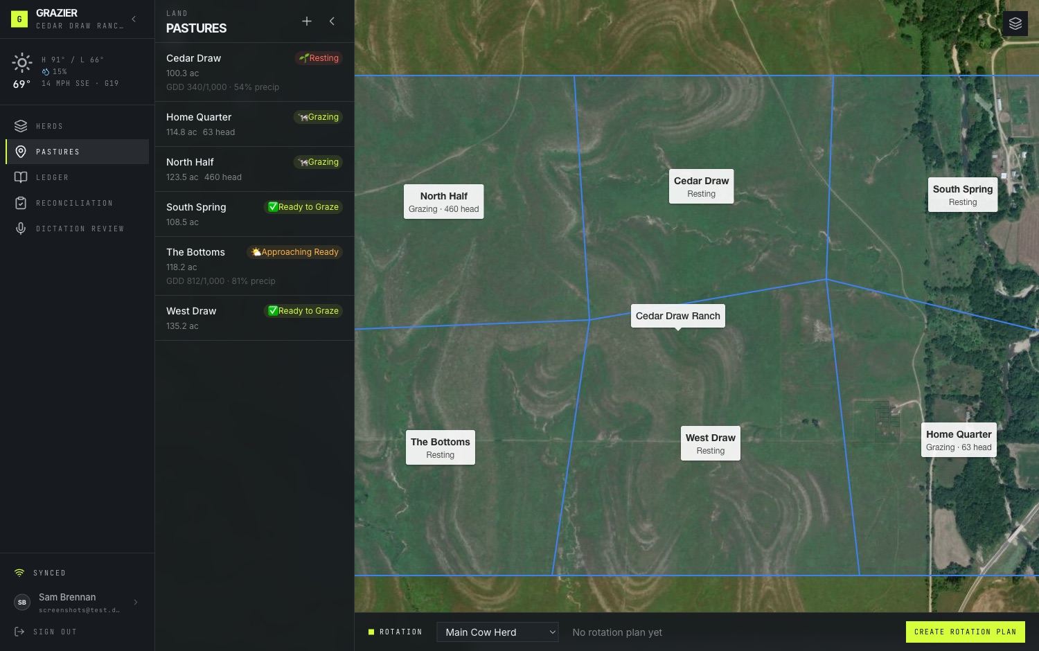 Grazier pastures map screen